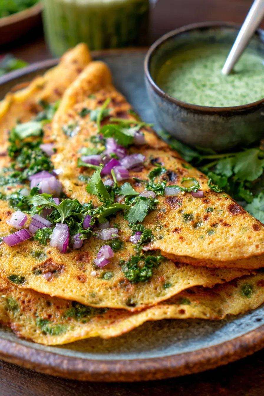 Besan Chilla stack with chutney