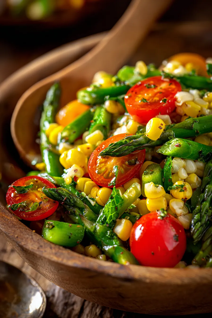BEST Asparagus & Summer Corn Salad-vibrant-colors-sideview