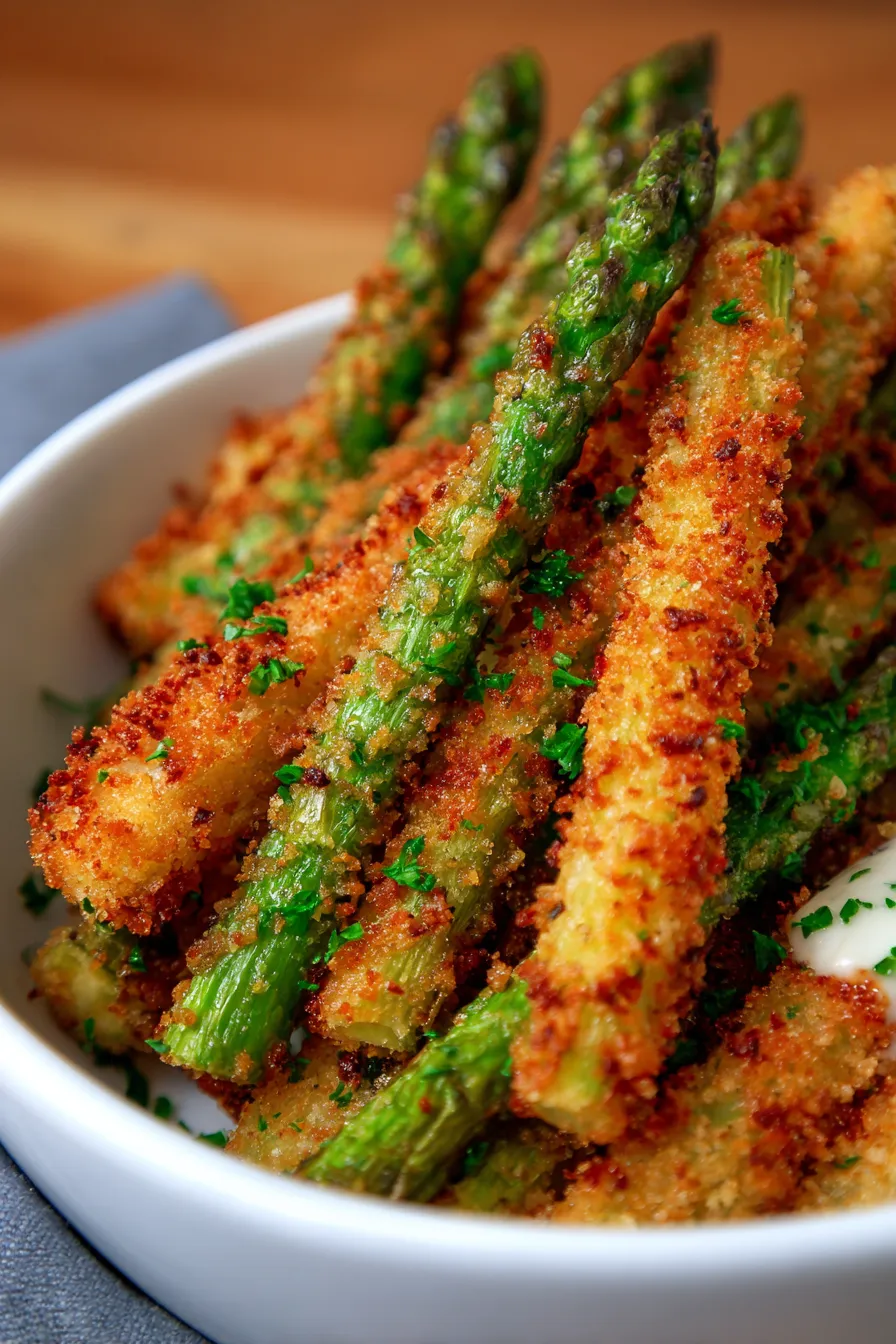 Breaded Air Fryer Asparagus Fries-serving-platter