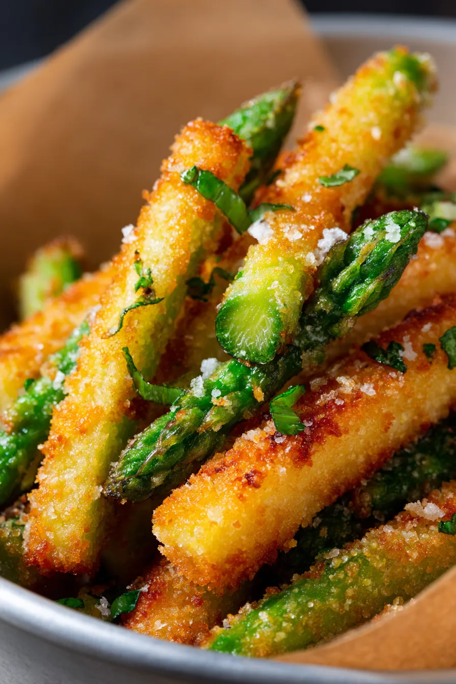 Breaded Air Fryer Asparagus Fries-texture-closeup