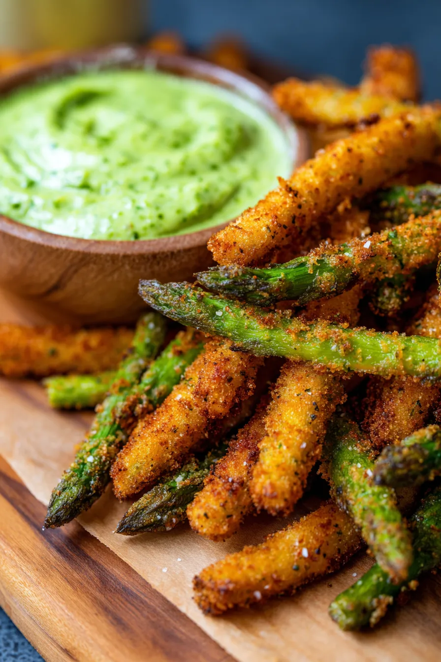 Breaded Asparagus - prep station - uncooked