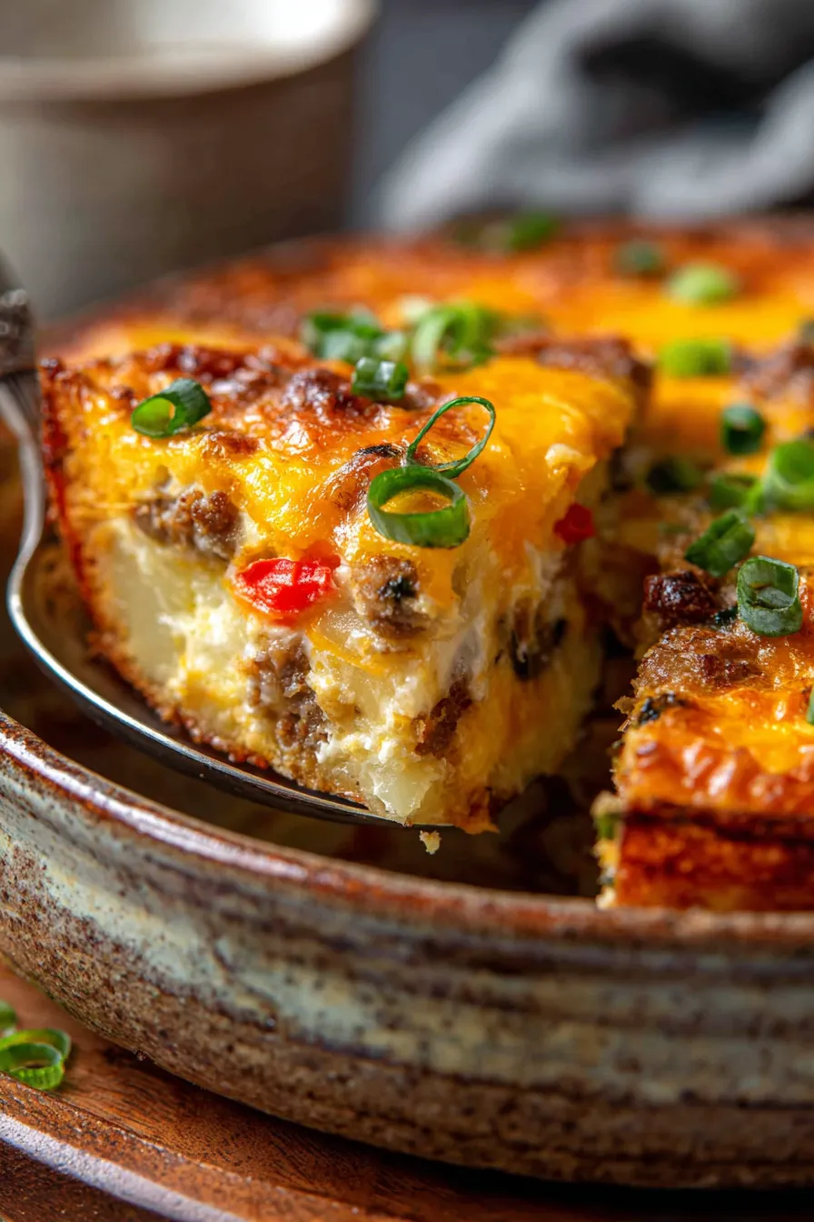 casserole with melted cheddar and herbs
