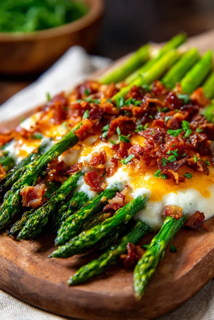 Cheesy Baked Asparagus with Bacon | Easy Holiday Side