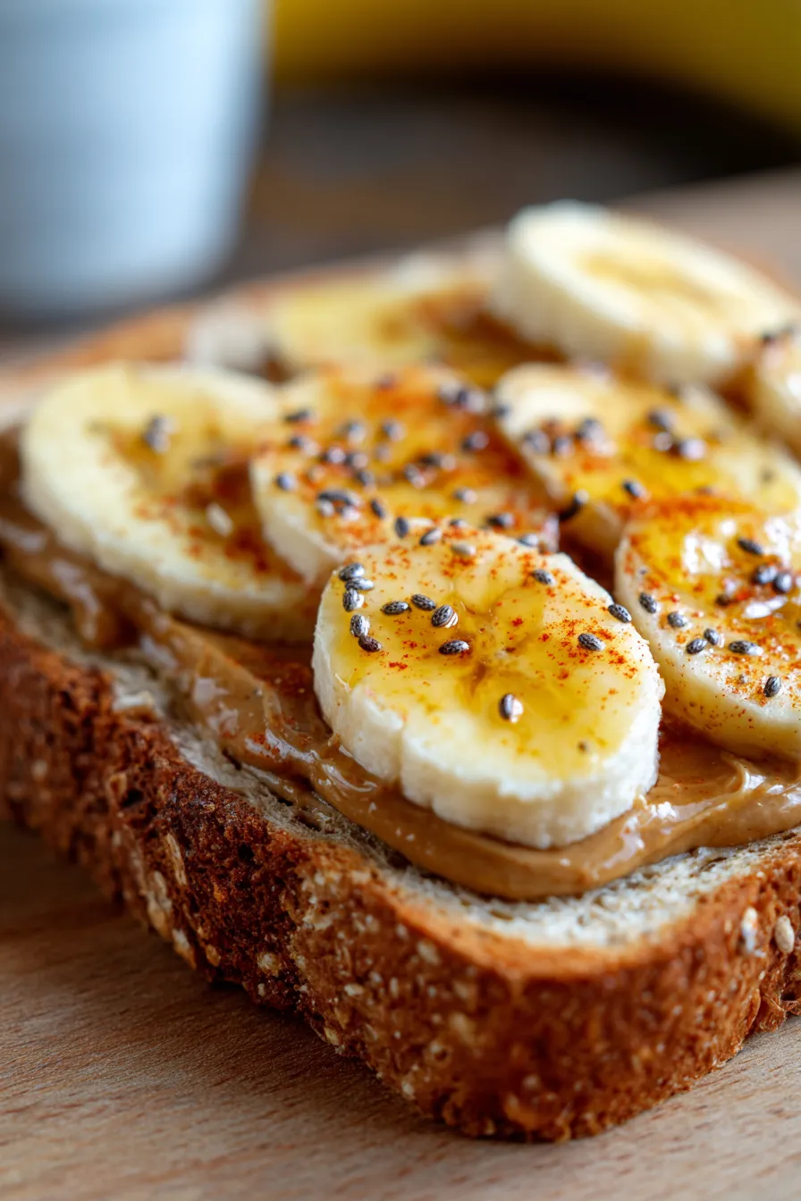 Clean Eating Peanut Butter Banana Toast-ingredients-rustic-wooden-table
