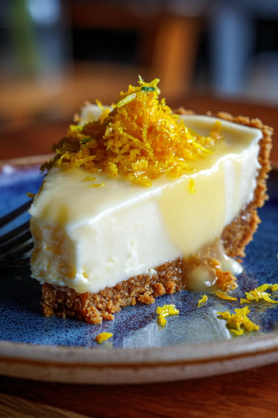 Creamy lemon pie filling closeup