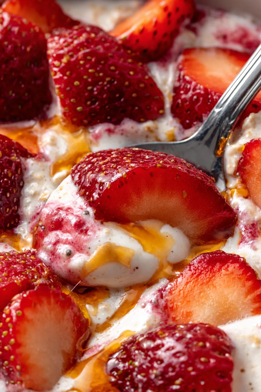 Delicious Strawberry Overnight Oats - ingredients artfully arranged