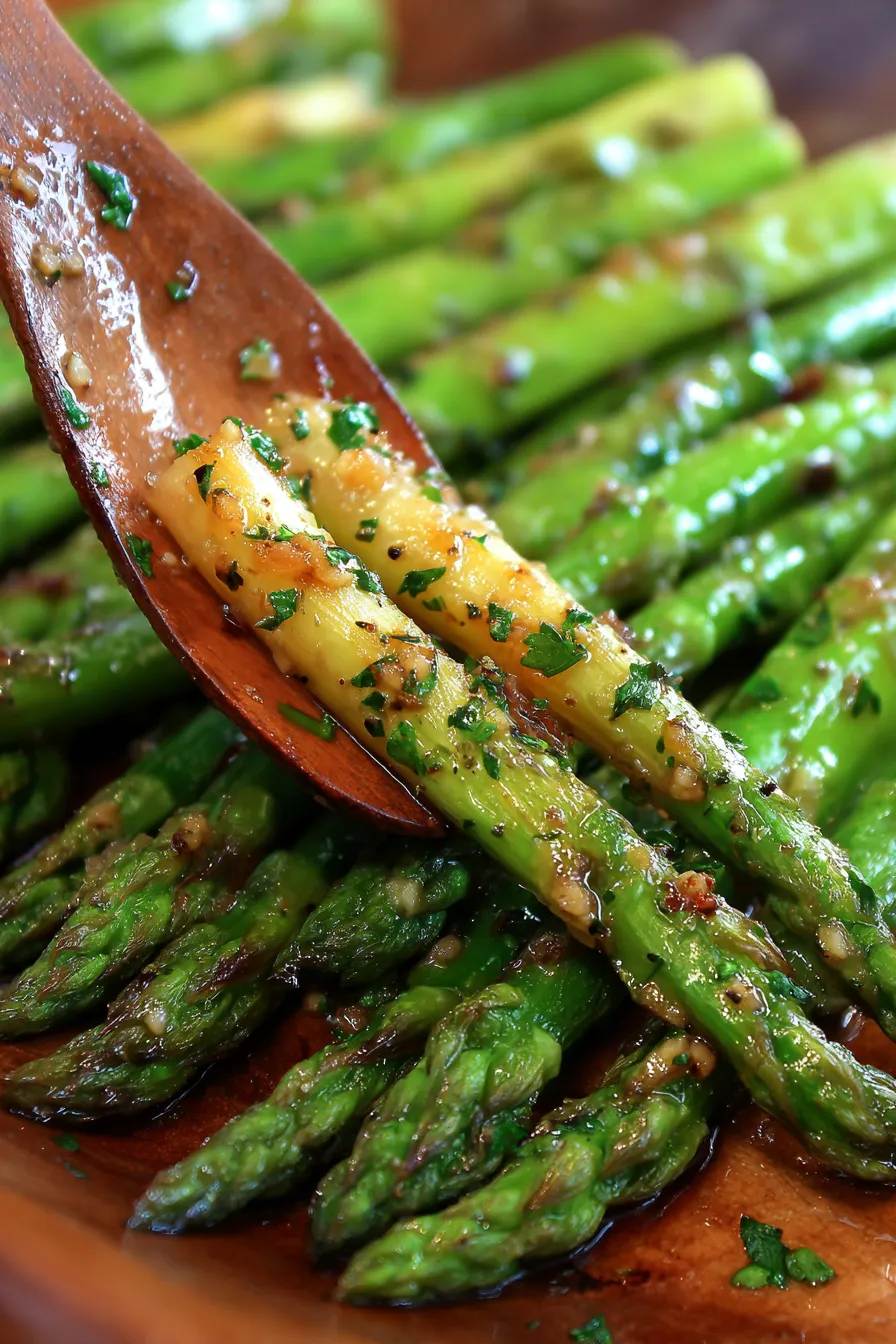 Dijon Roasted Garlic Asparagus-roasted-closeup