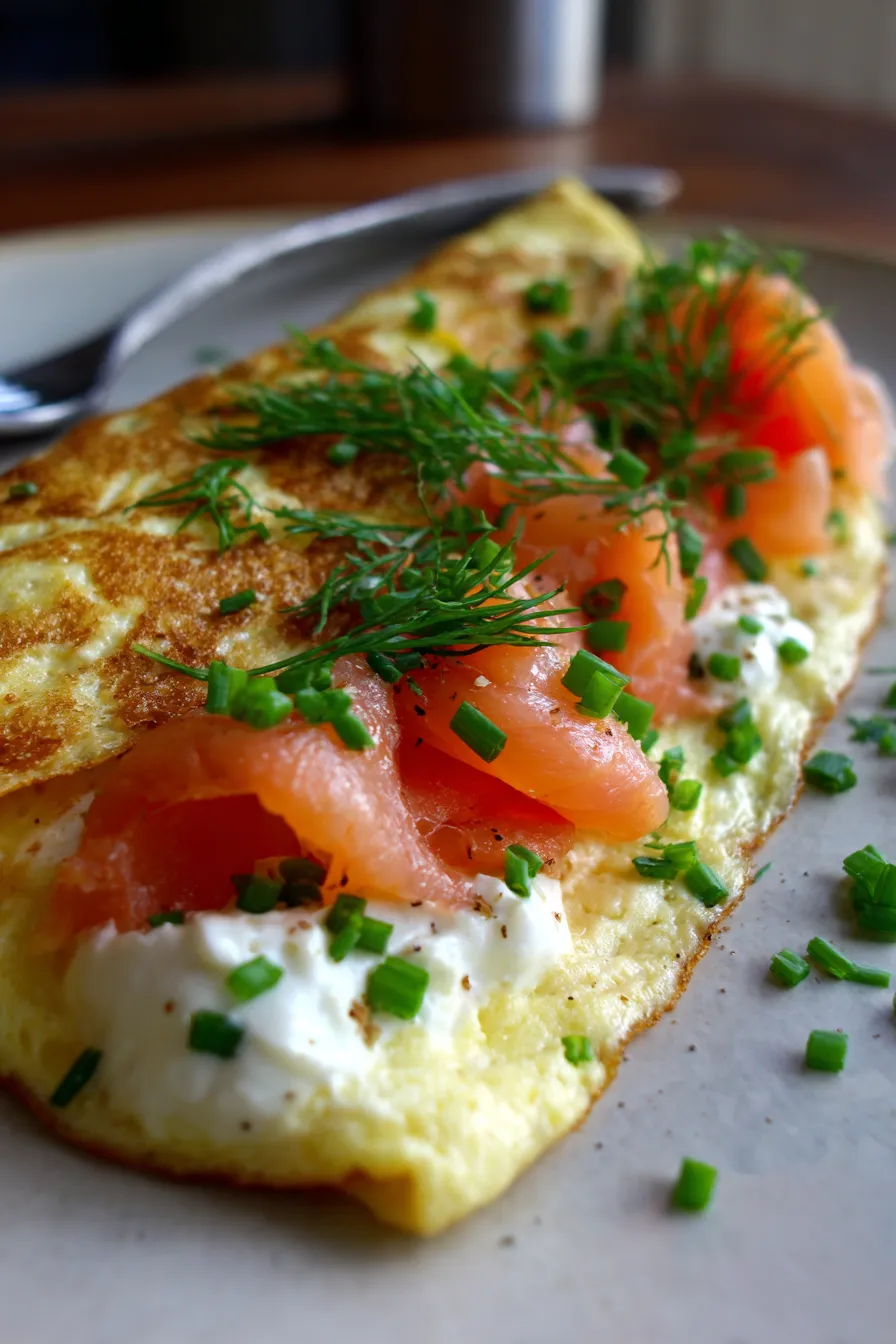 Easter Smoked Salmon Omelet ingredients overhead