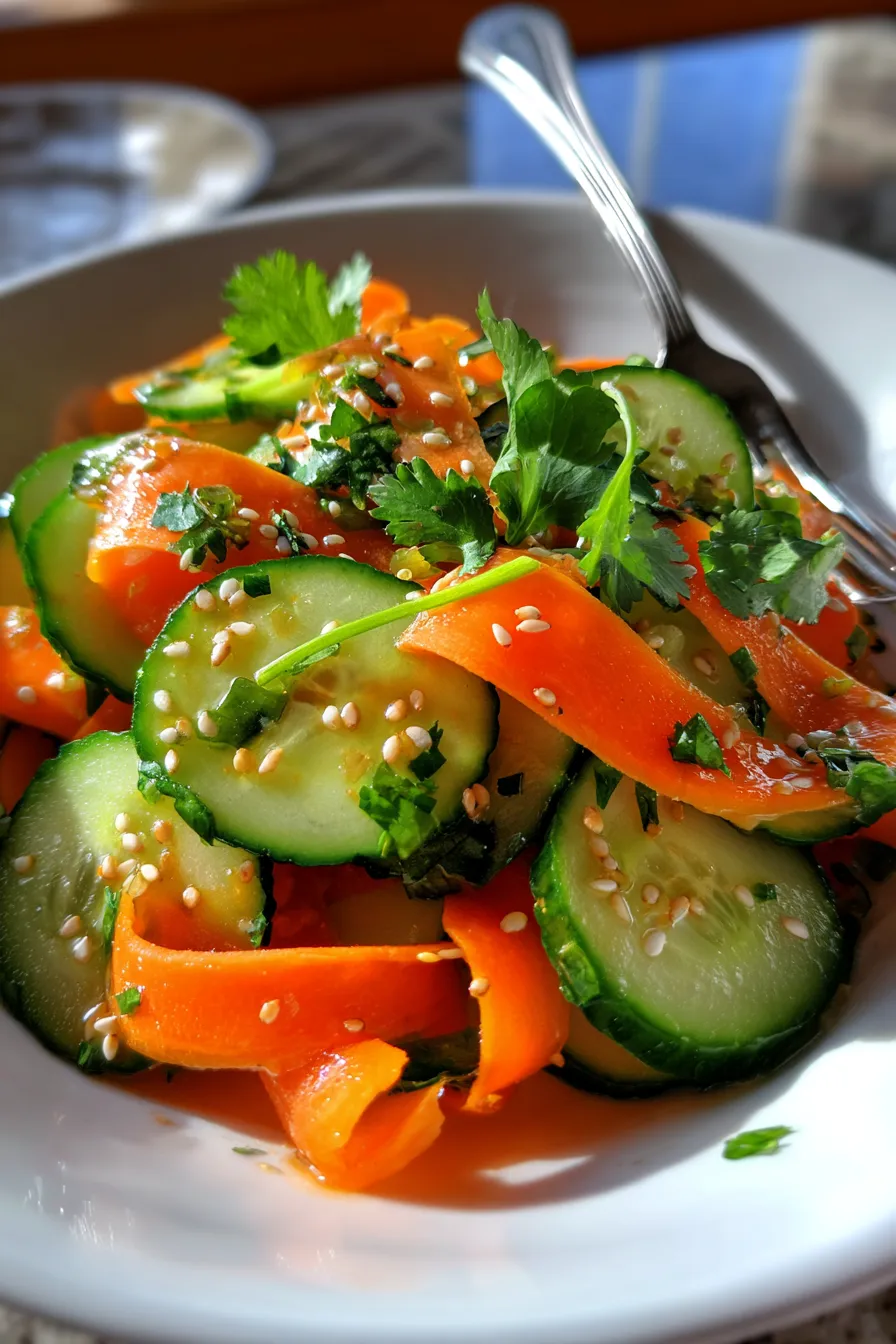 Fresh Asian Cucumber Carrot Salad bowl