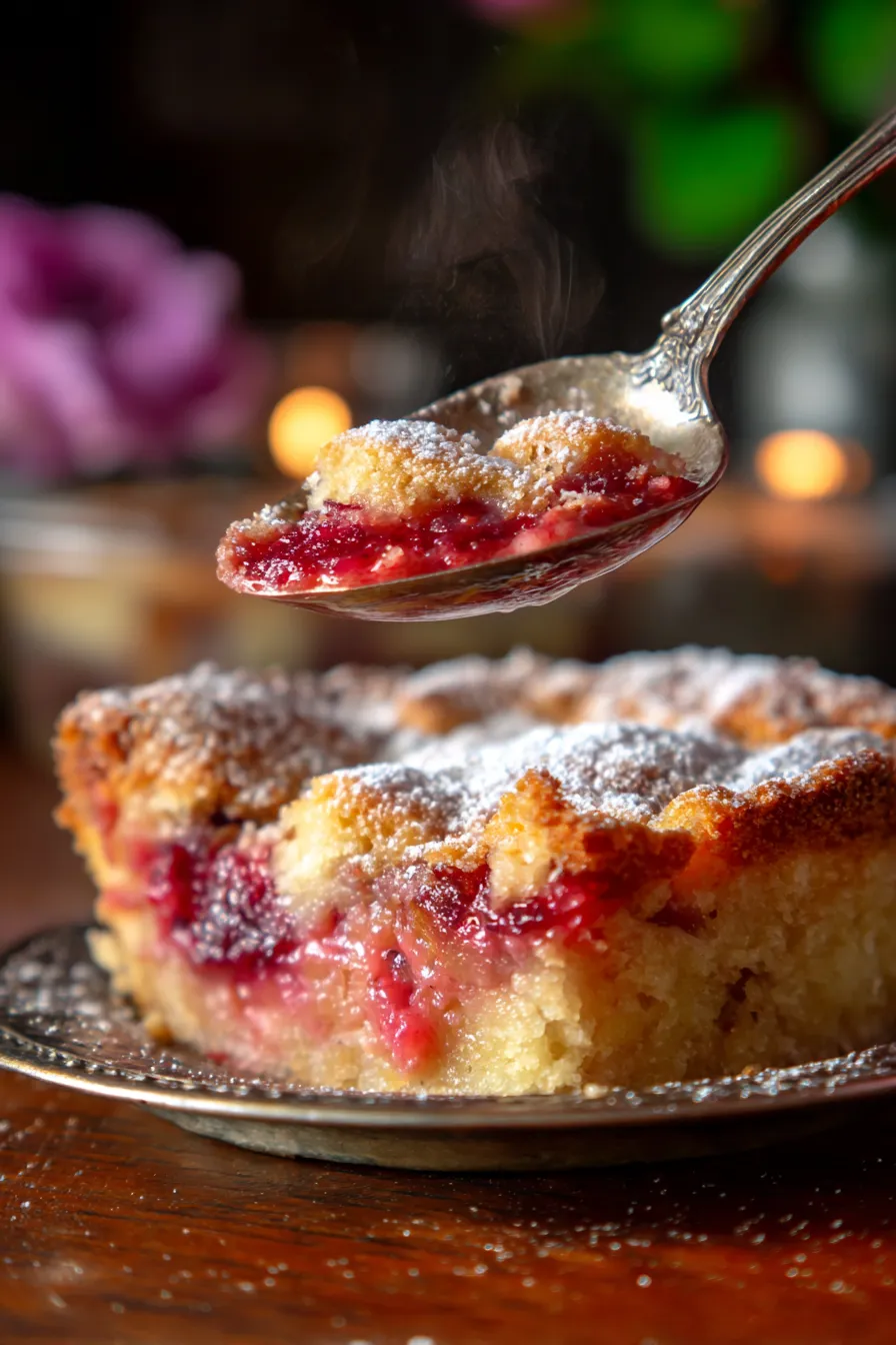 Gooey rhubarb cake