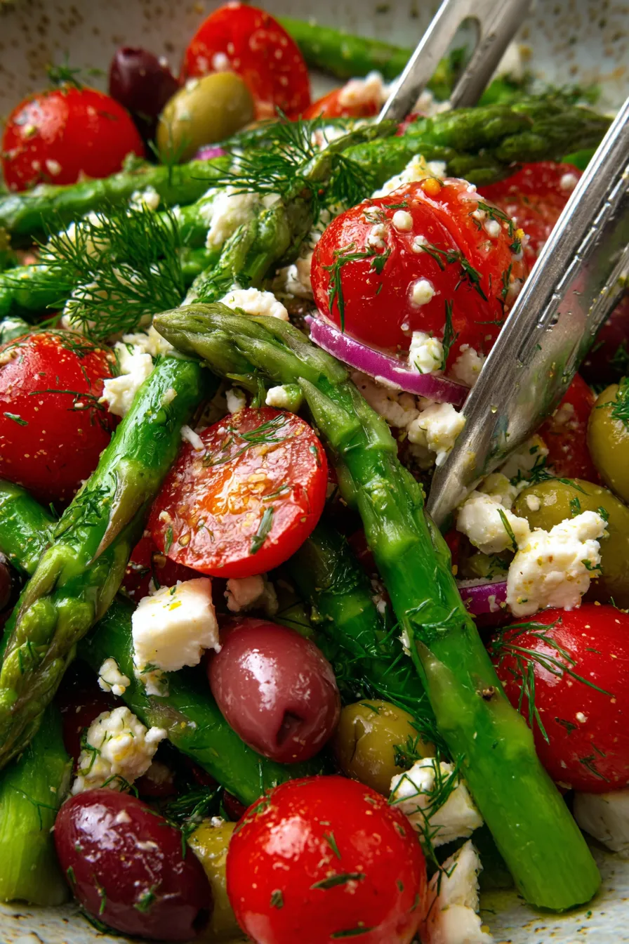 Greek Asparagus Salad • Olive & Mango - ingredients - styled