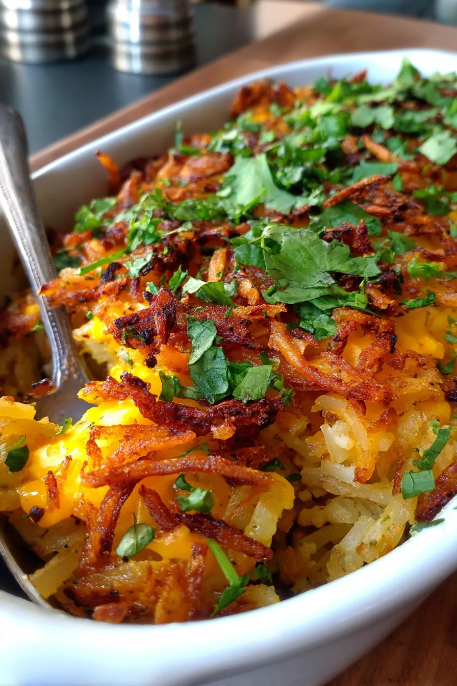 Hashbrown Casserole with Spices-overhead-texture