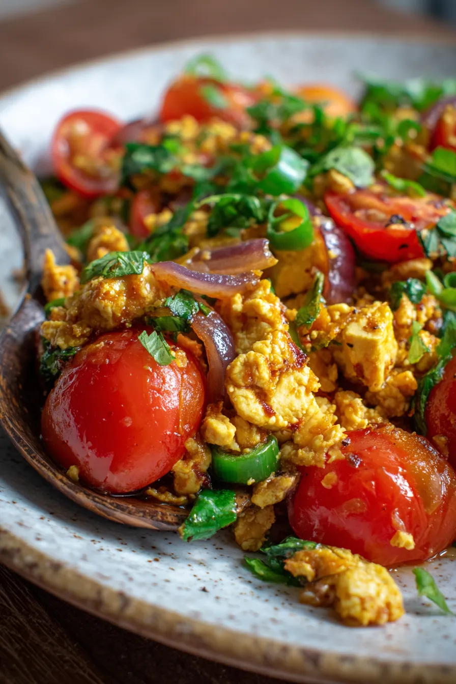 Healthy Breakfast Tofu Bhurji closeup texture