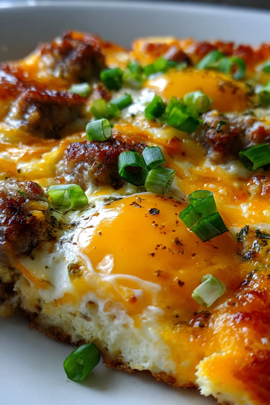 high protein breakfast casserole texture closeup