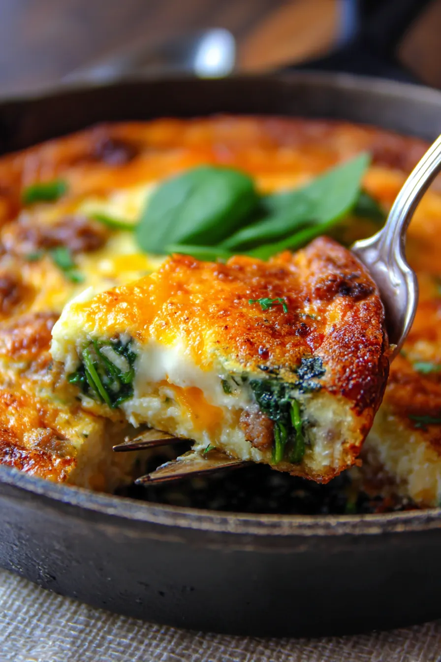High Protein Easter Brunch Bake-sliced-serving