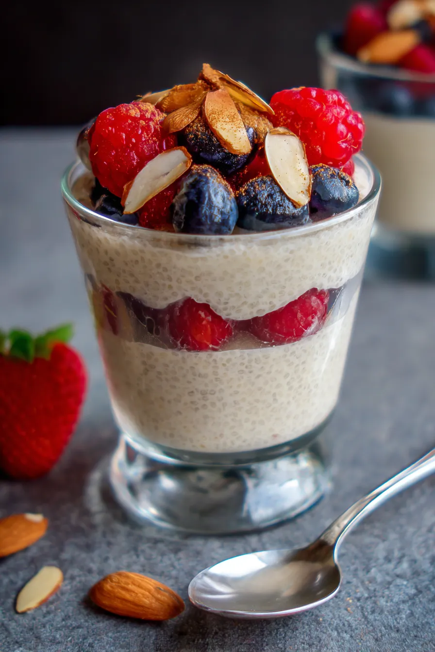 layered chia pudding-protein-jar-closeup