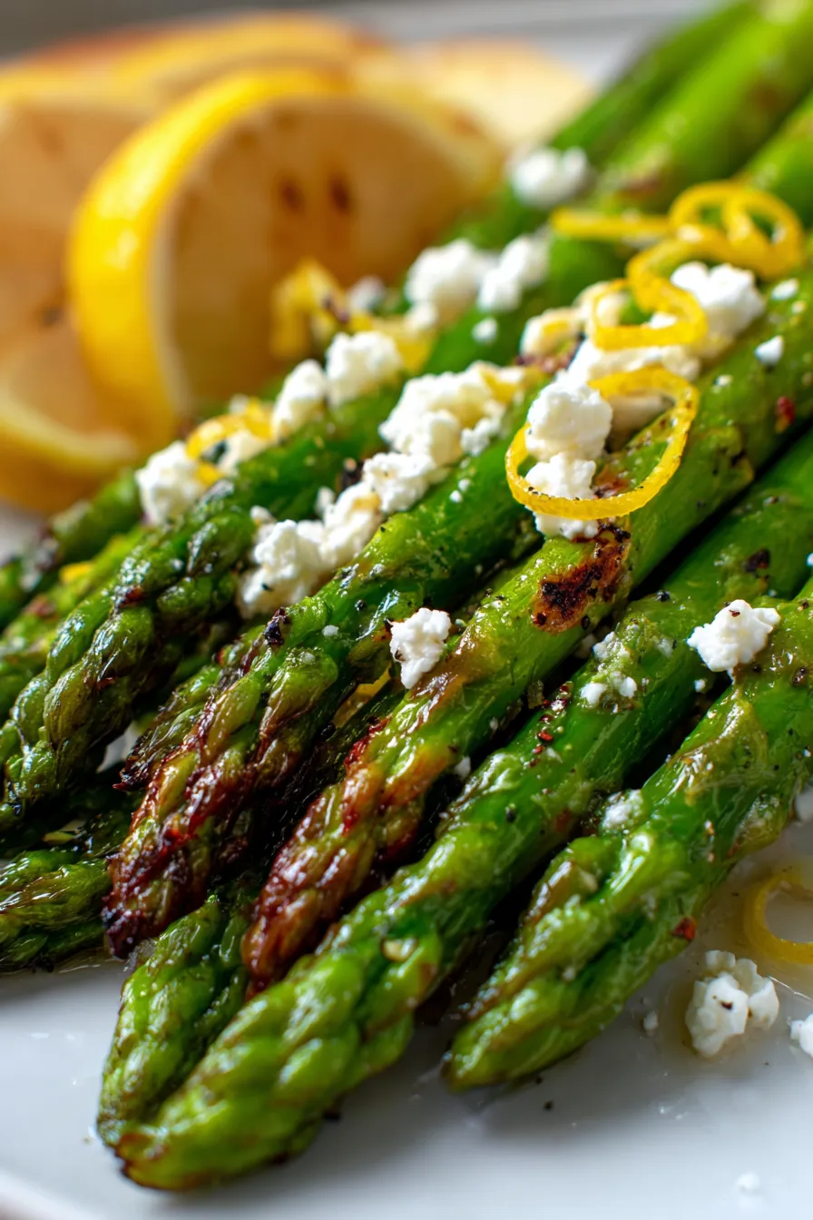 Lemon and Feta Grilled Asparagus-plated-gourmet