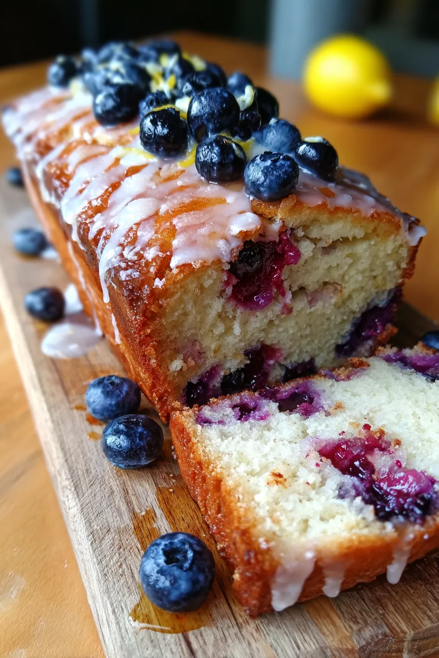 Lemon Blueberry Yogurt Loaf-overhead-spread
