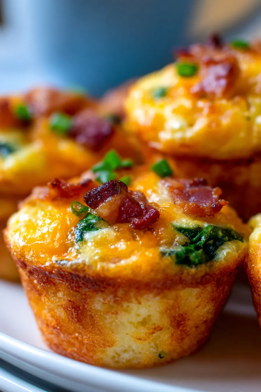 Low Carb Turkey Bacon Egg Bites - texture closeup - fluffy eggs