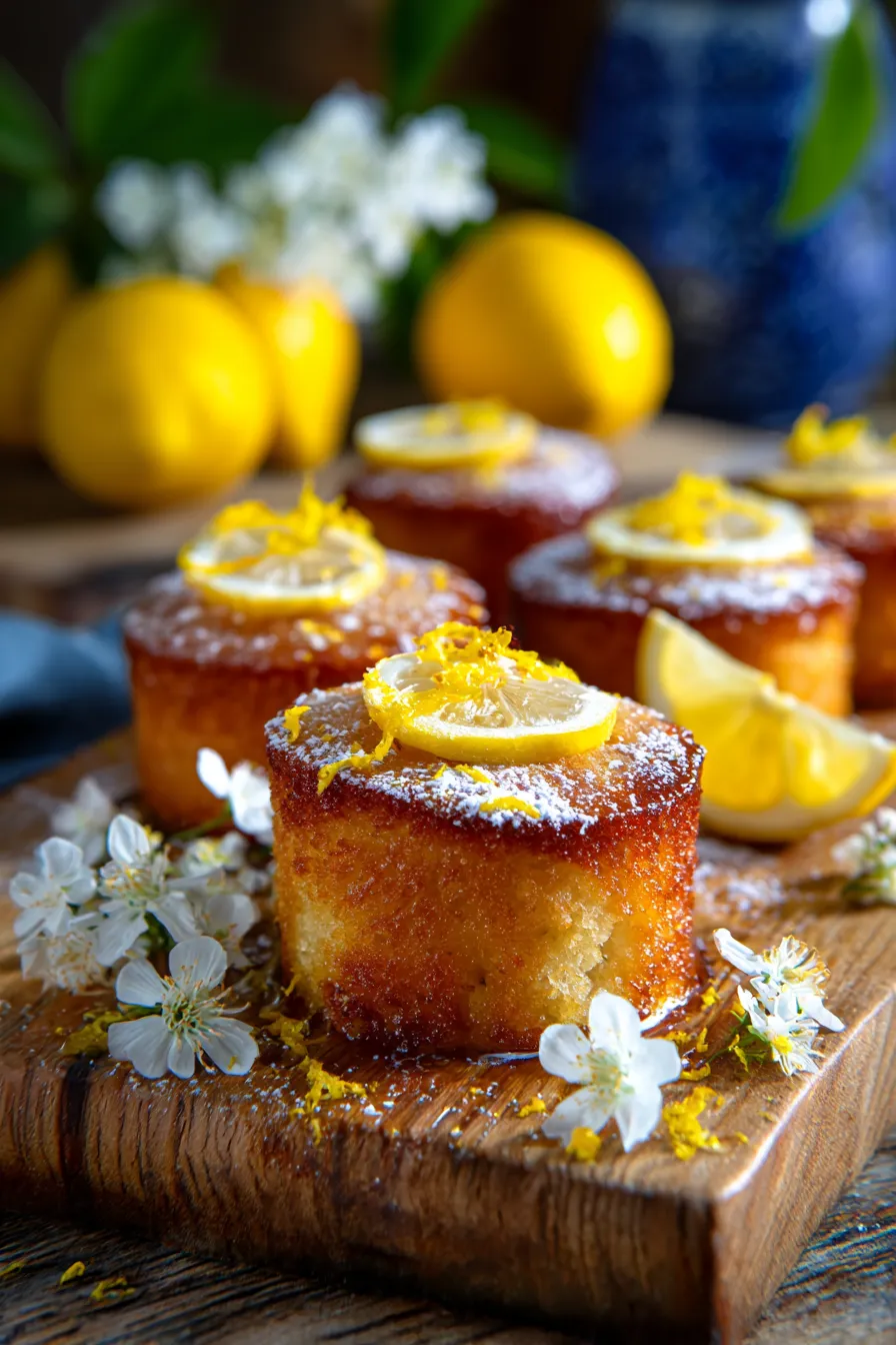 Mini Lemon Cakes with Lemon Glaze-closeup-texture