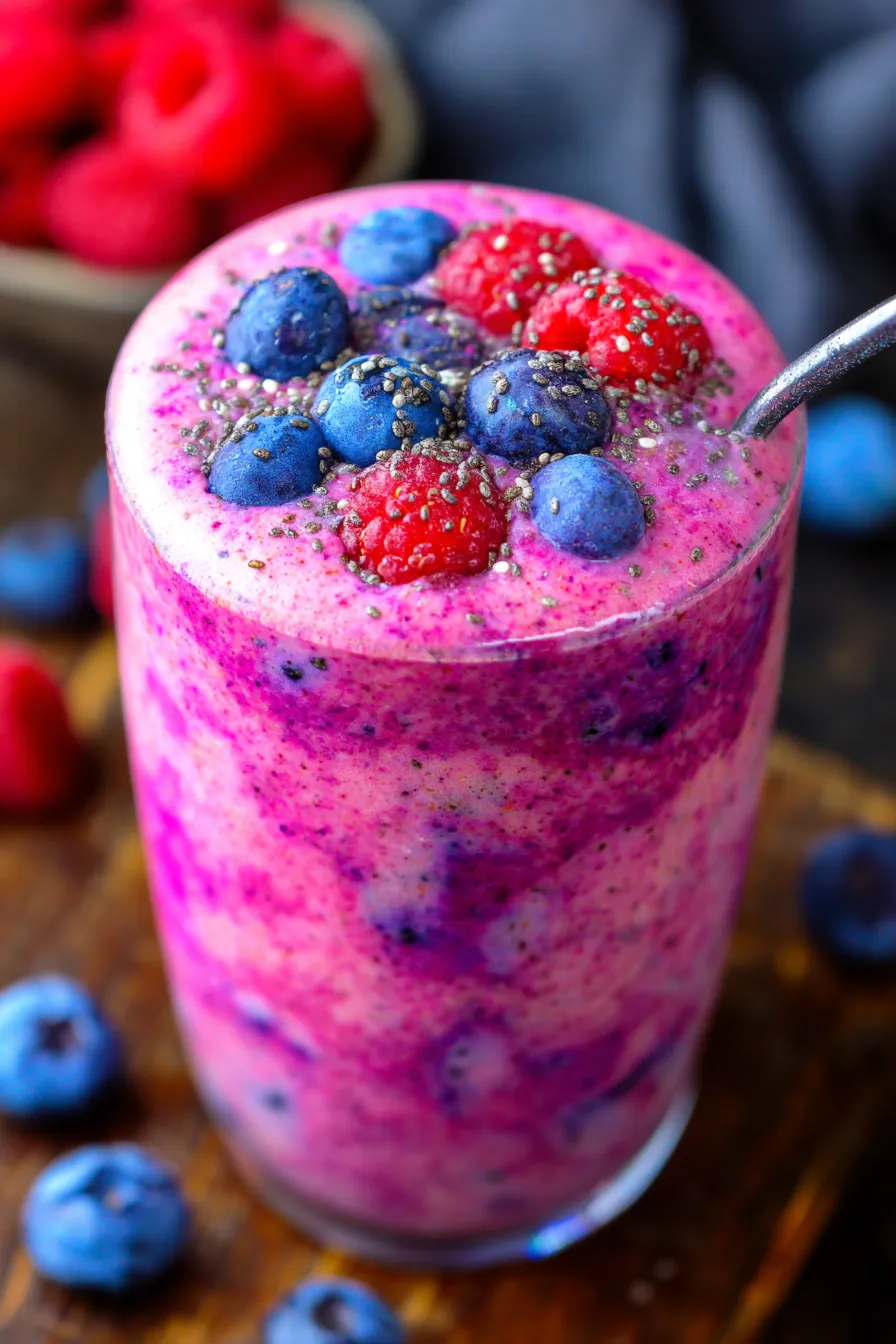 Mixed Berry Smoothie-fresh fruit-overhead