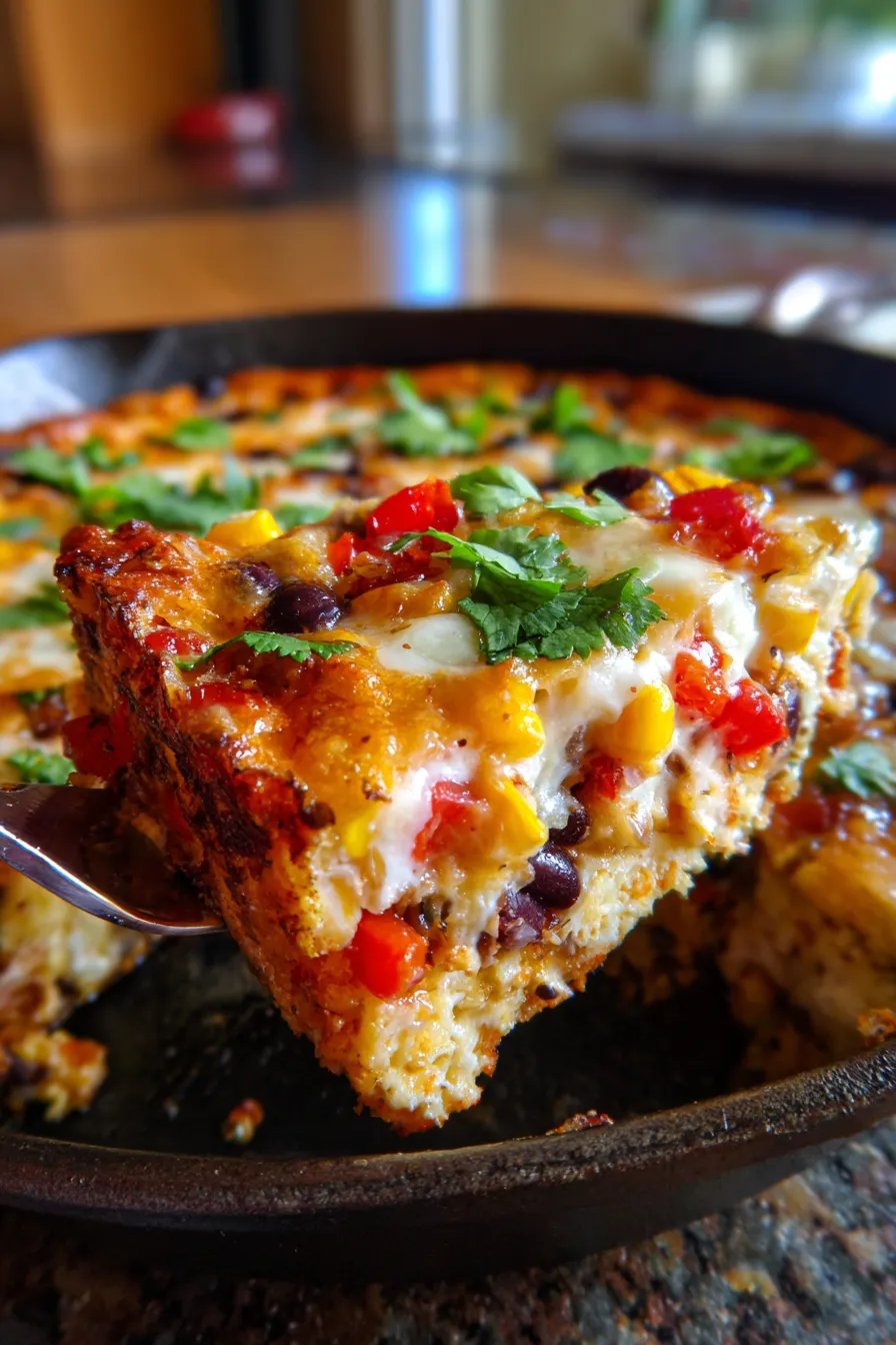 One-Pan Southwest Egg Bake | High Protein Breakfast-serving-slice