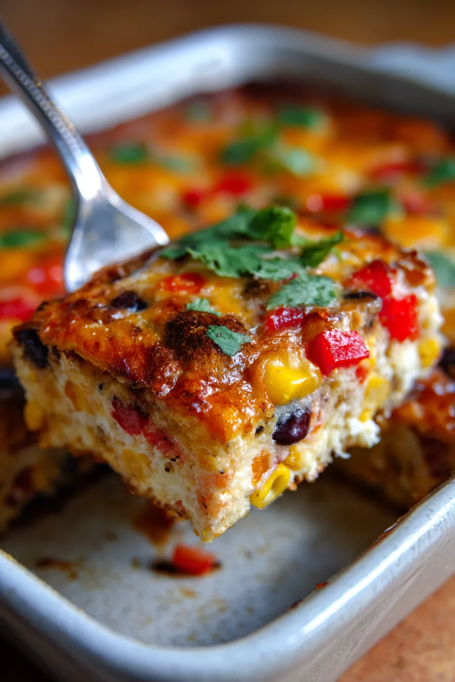 One-Pan Southwest Egg Bake | High Protein Breakfast-texture-closeup