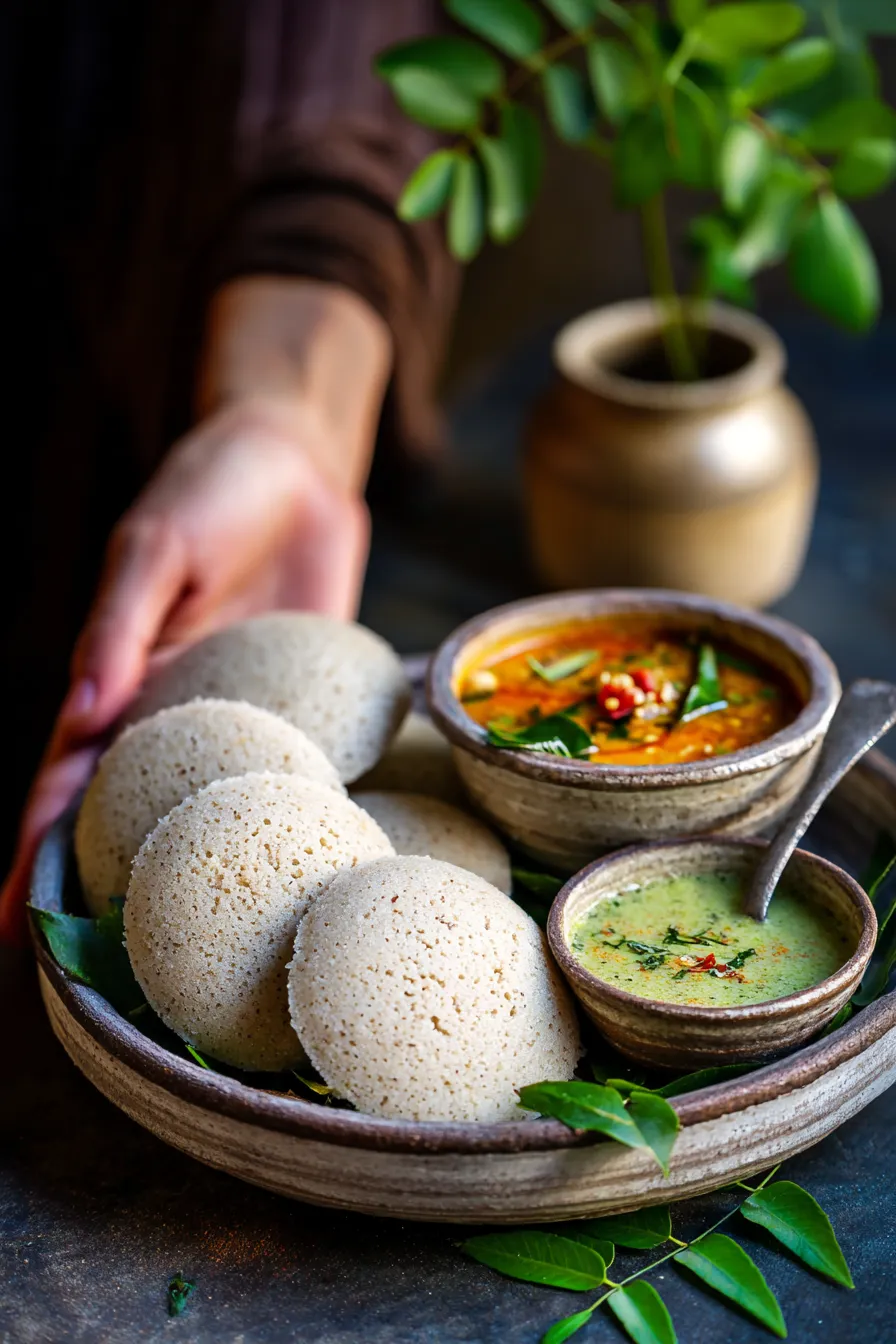 One-Pot Ragi Idli Indian Recipes | Healthy Breakfast-served-chutney