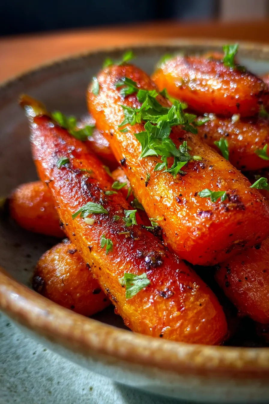 Oven Roasted Honey Garlic Butter Carrots-texture-closeup