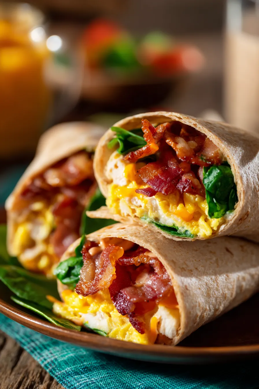 Quick Turkey Bacon Wrap | Healthy Breakfast-on-plate