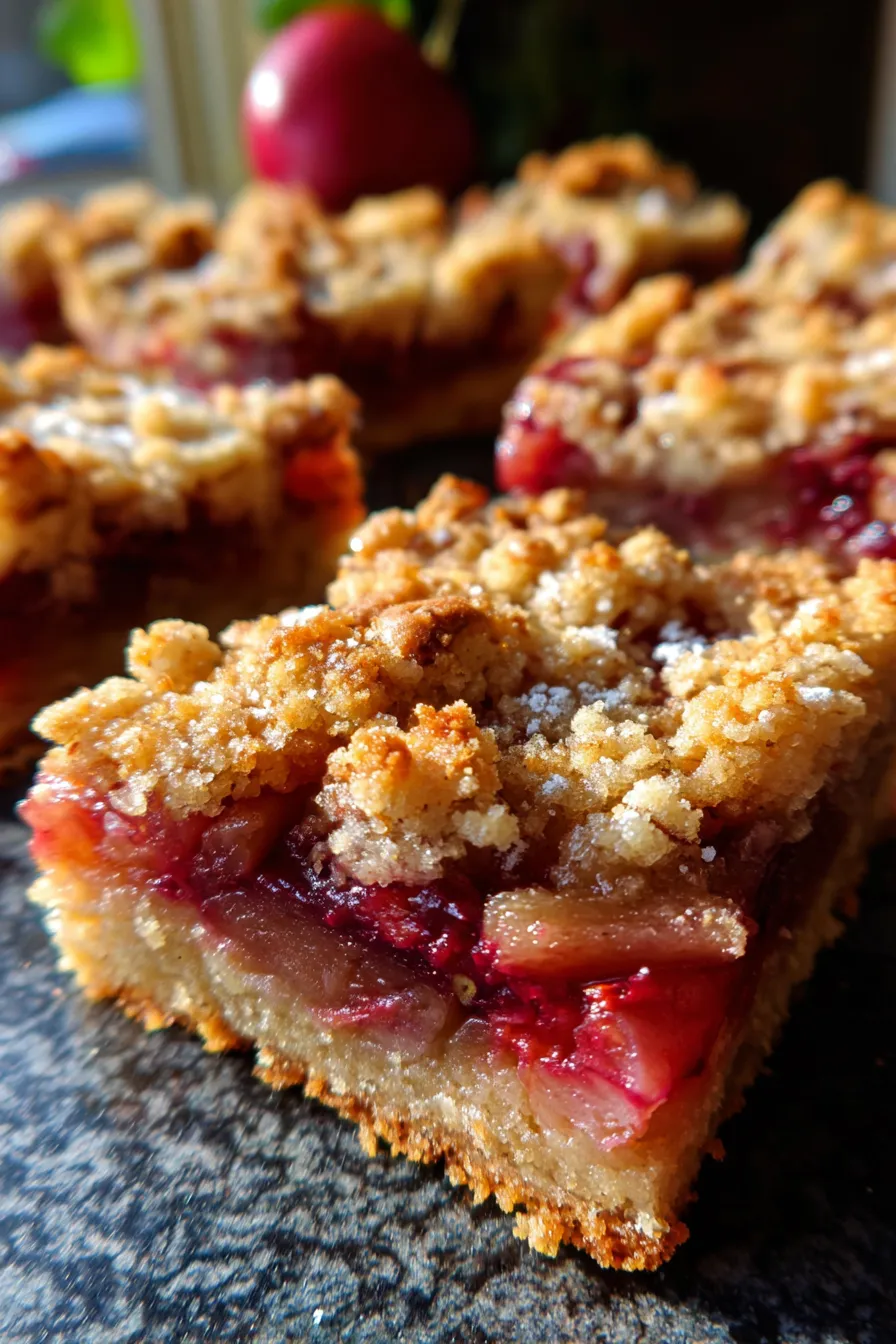 rhubarb bars closeup