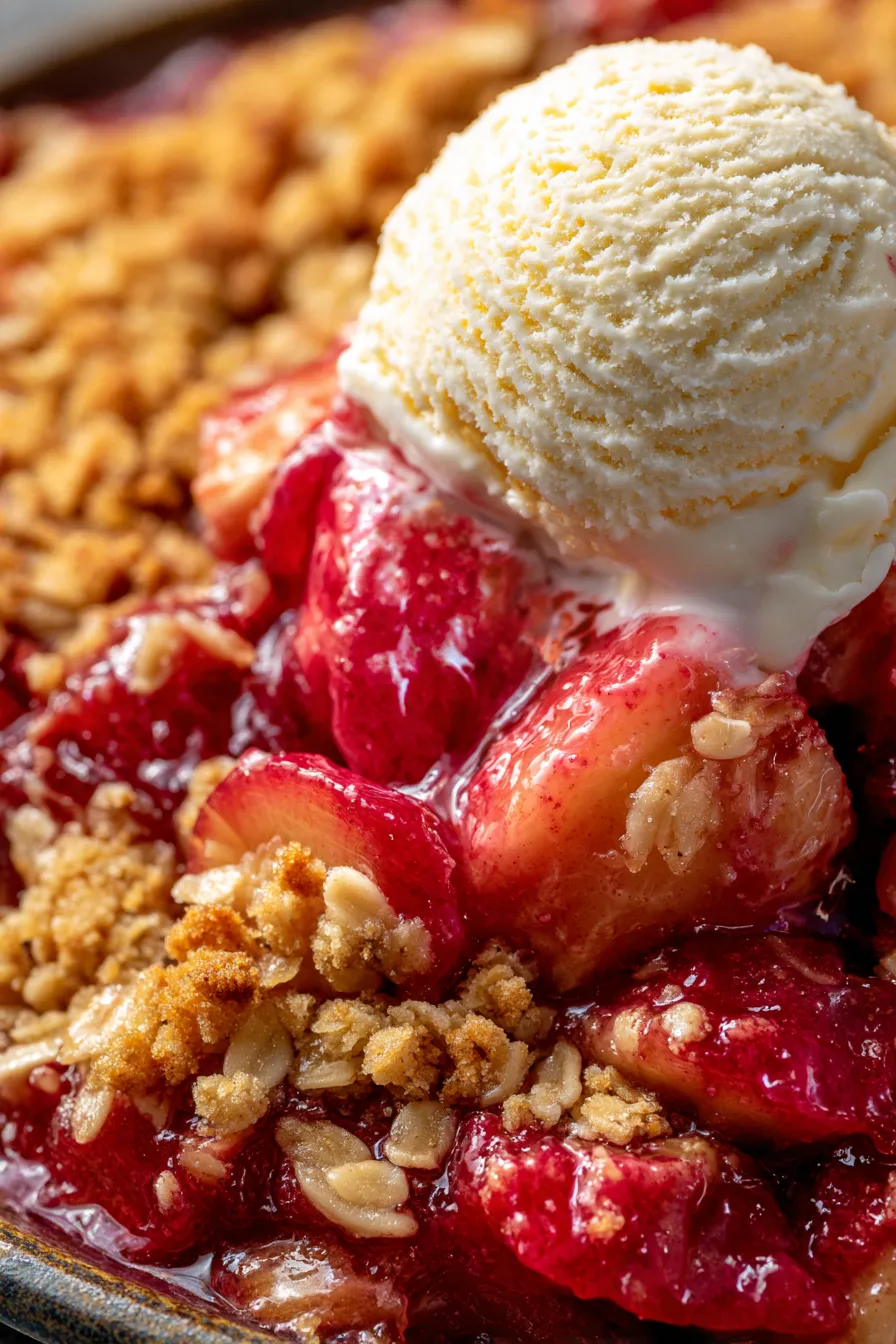 Rhubarb Crisp-scooped-icecream-topshot