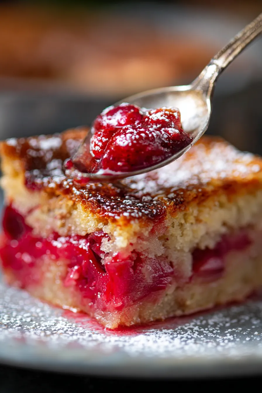 Rhubarb dessert overhead