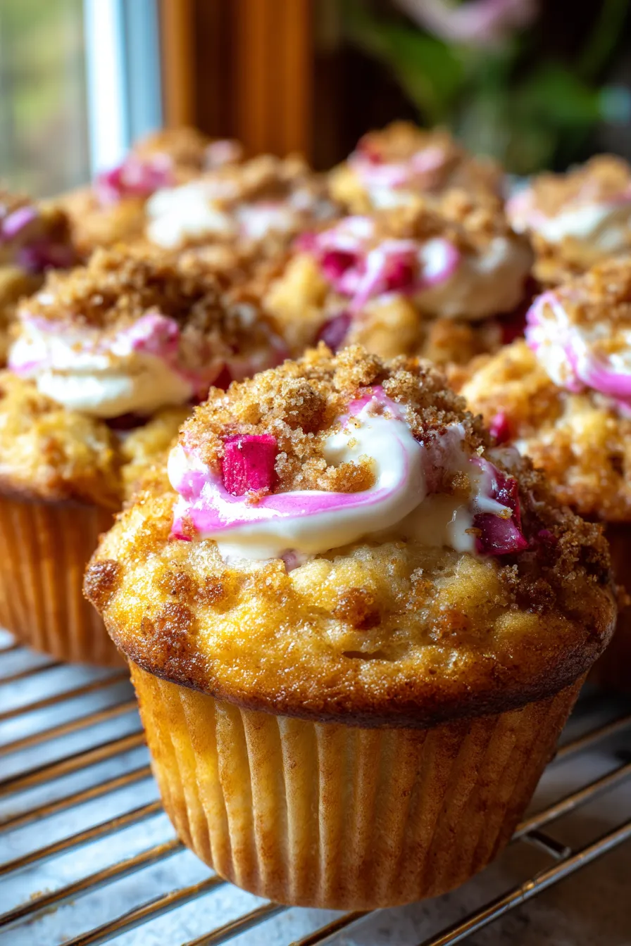 Rhubarb Muffins with Greek Yogurt-warm-plate