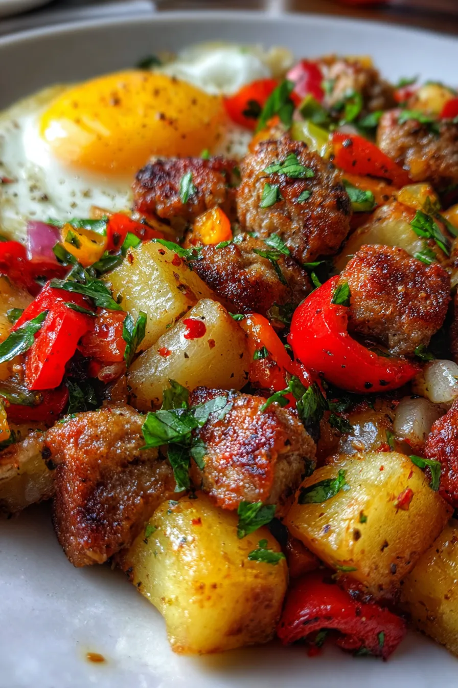 Sausage and Veggie Hash-plated-serving