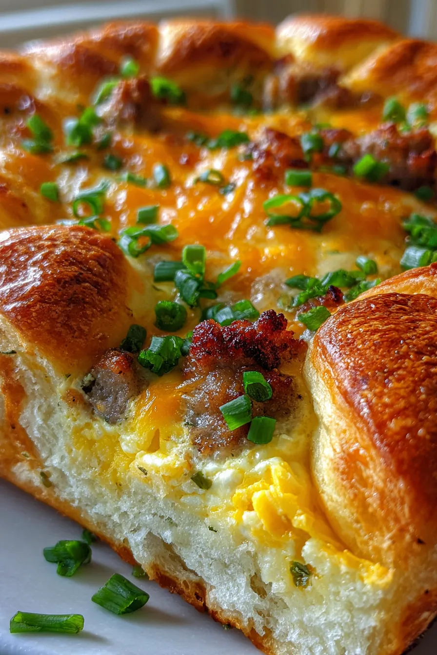 Sausage Crescent Roll Breakfast Casserole-flaky-texture