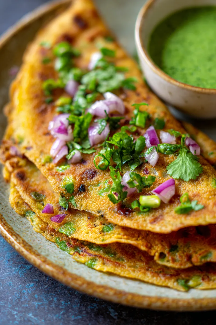 Savory Chickpea Flour Chilla batter preparation