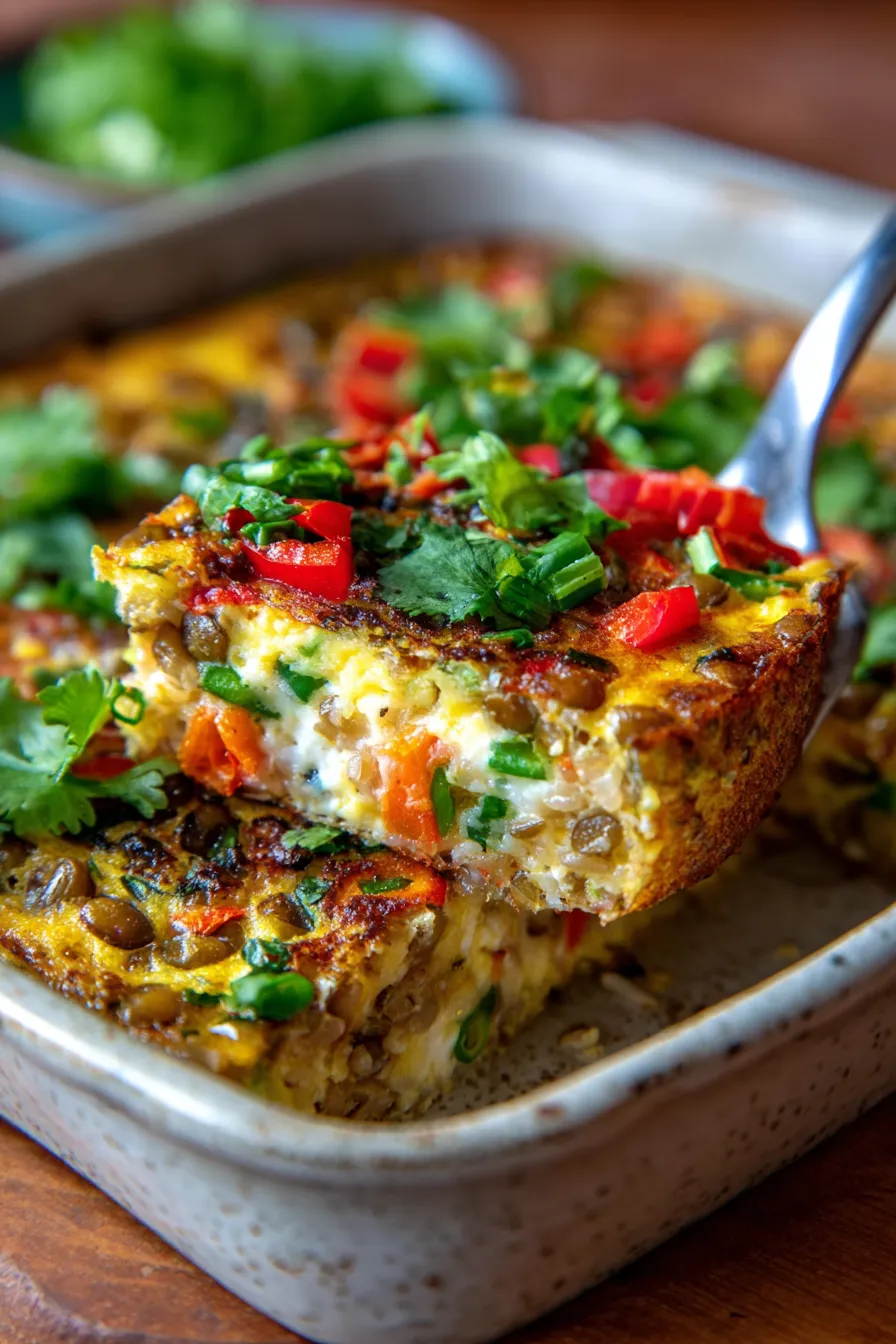 Savory Mung Bean Breakfast Casserole served