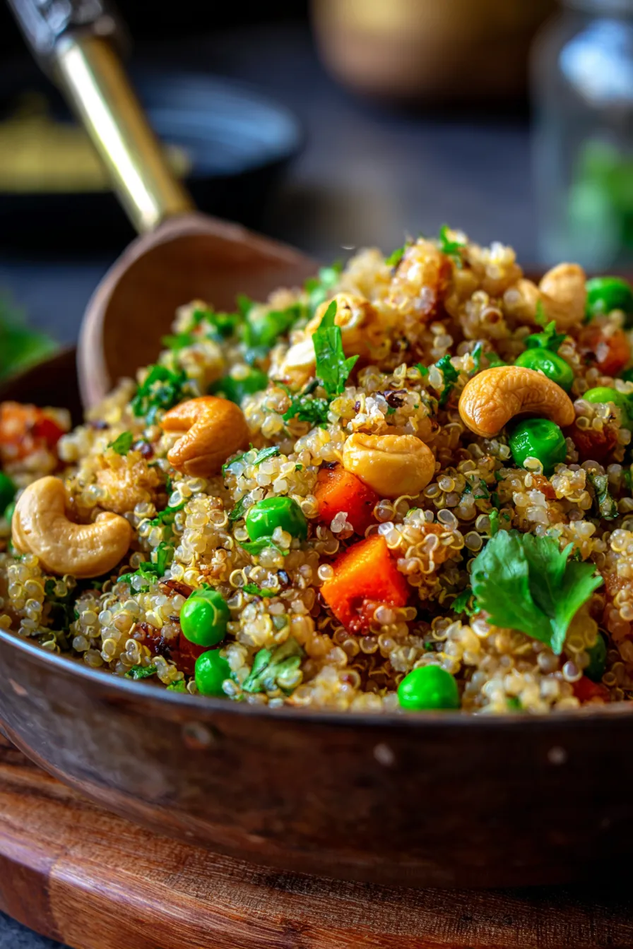 Savory quinoa - quick meal - warm and comforting - scooped