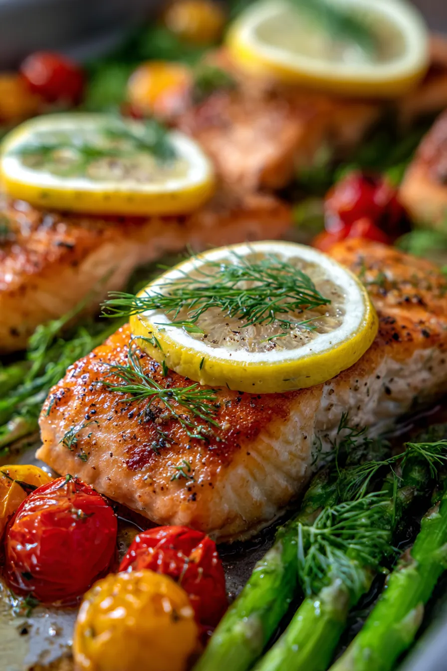Sheet Pan Lemon Garlic Butter Salmon-flaky-texture-closeup