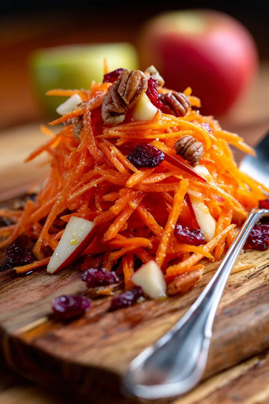 Shredded carrots apples fresh salad bowl