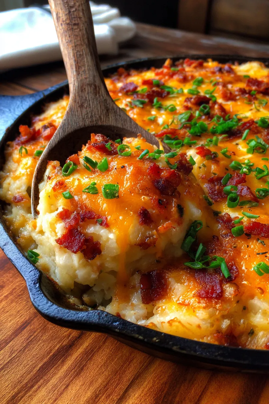 Simple Hashbrown Casserole | High Protein Breakfast-creamy texture-scooped