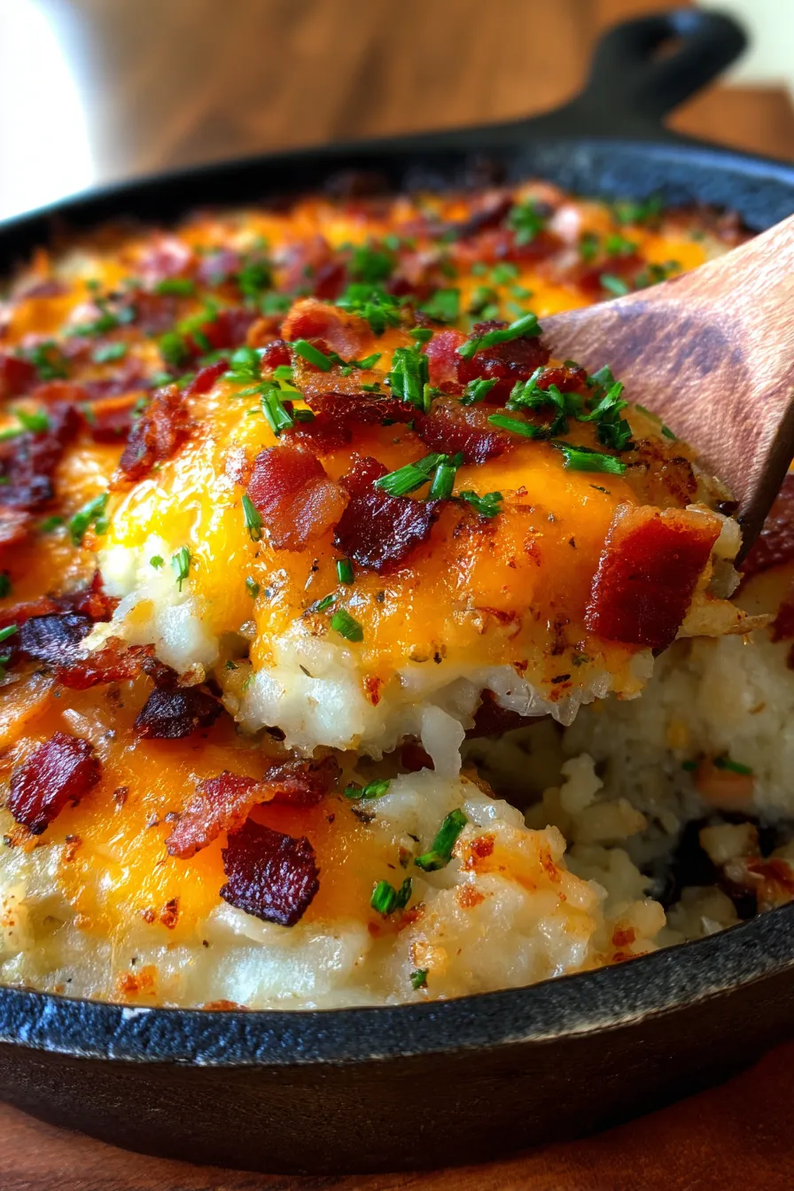 Simple Hashbrown Casserole | High Protein Breakfast-serving dish-rustic