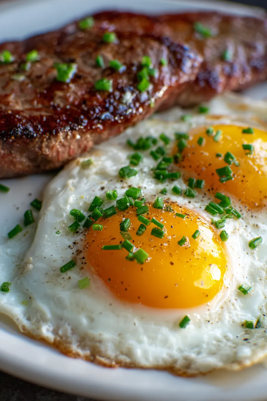 Steak & Egg Morning Plate-closeup-fried egg