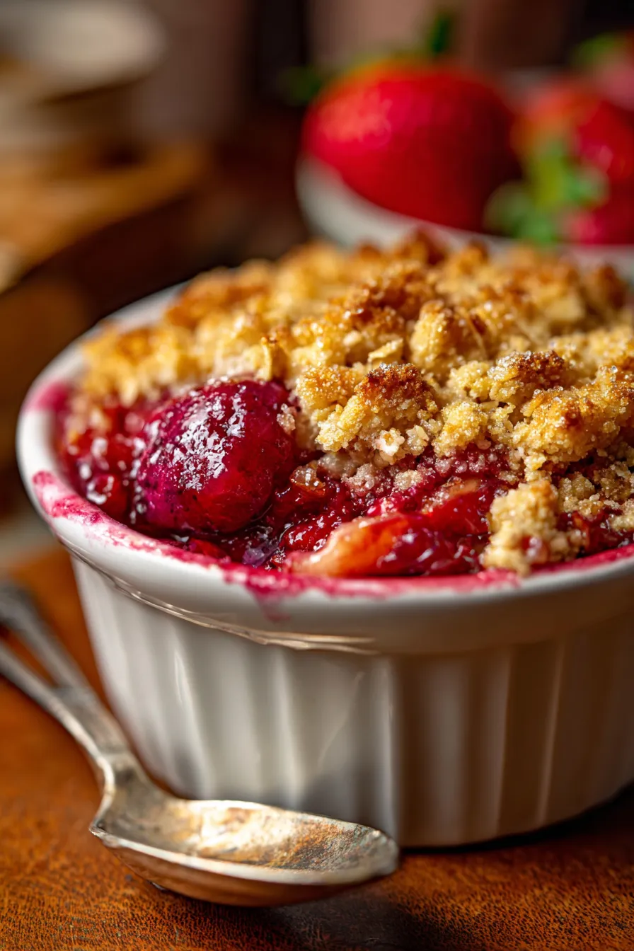Strawberry Rhubarb Crumble-warm-serving