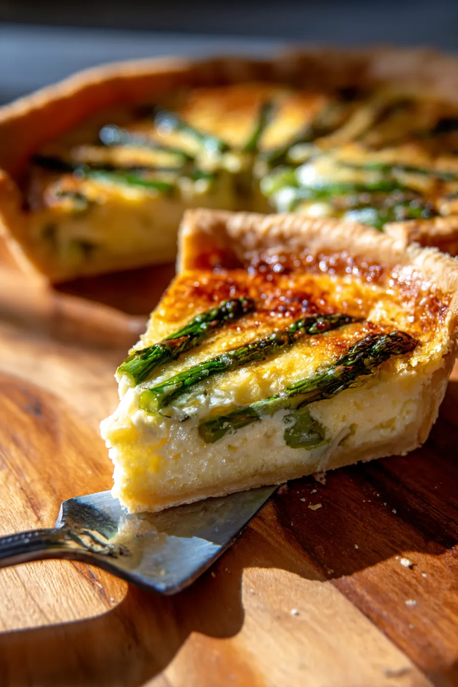 Sunday Asparagus & Gruyère Quiche-asparagus spears-cheesy filling