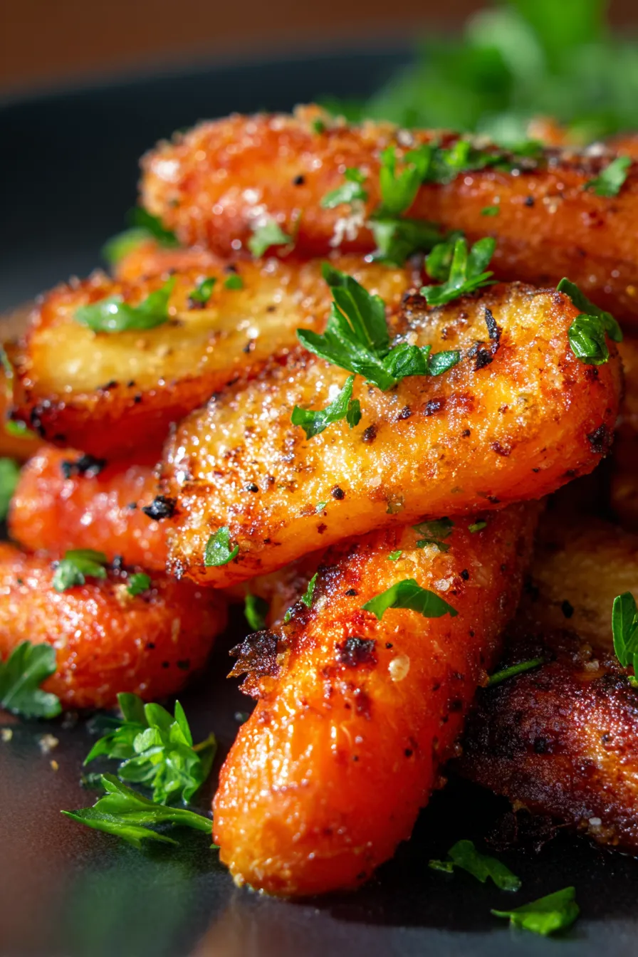 Tasty Parmesan Carrots-garnished-fresh-parsley