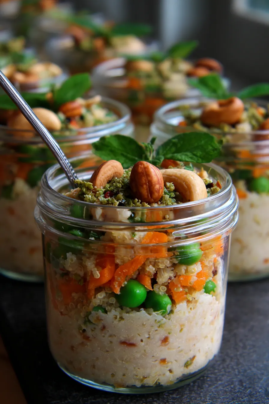 Upma Breakfast Casserole-jar prep-side view