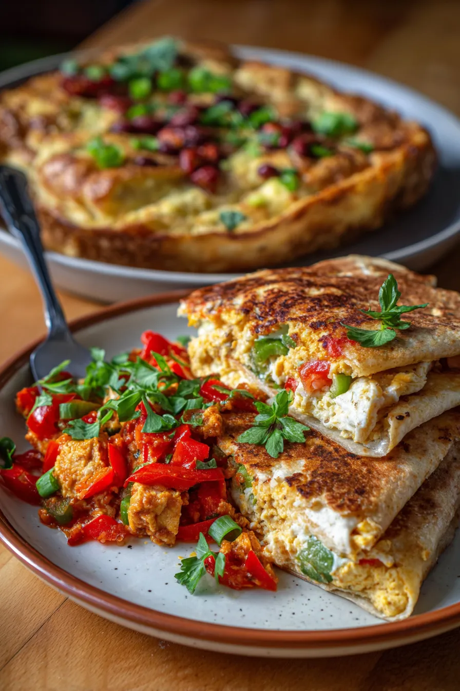 Vegan Breakfast Casserole - baked - texture - close-up