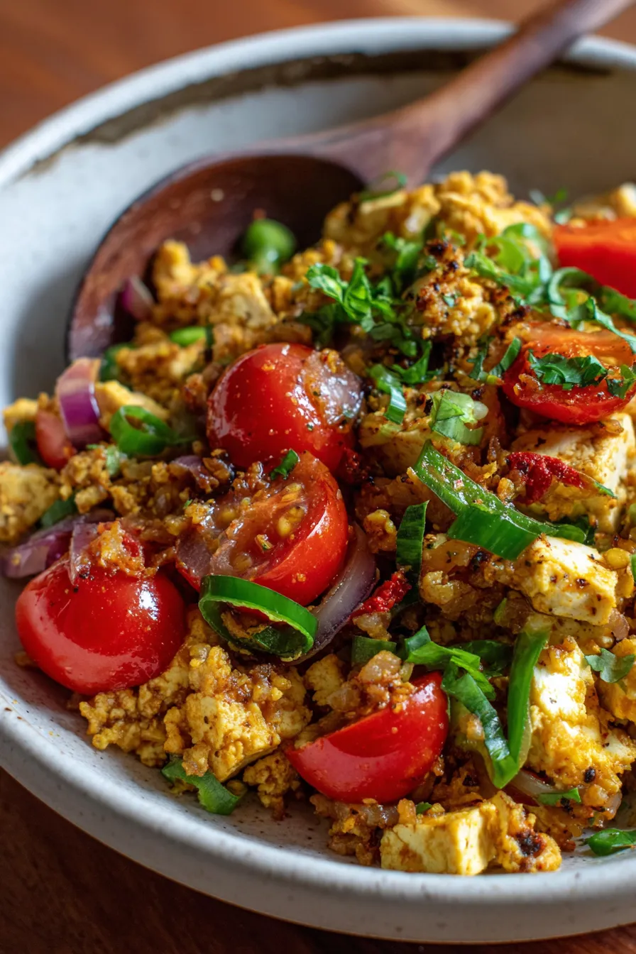 Vegan Tofu Bhurji served with roti
